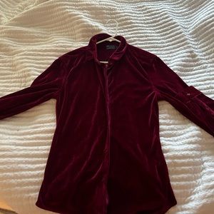 Dark red velour button up